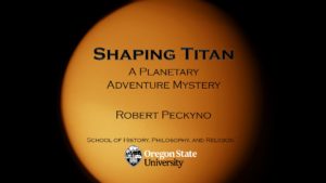 Image of Titan taken from Voyager (orange featureless sphere)