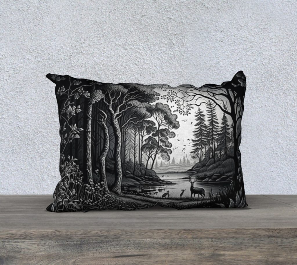 B&W Classic Forest Etching Pillow Slip